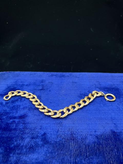 Antique Old Gold Chunky Open Curb Chain Bracelet