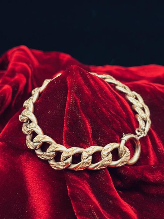 Antique Old Gold Chunky Open Curb Chain Bracelet