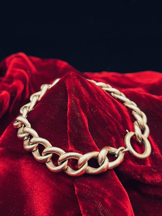 Antique Old Gold Chunky Open Curb Chain Bracelet