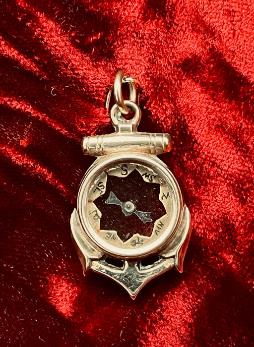 Antique Old Gold Anchor Working Compass Talisman