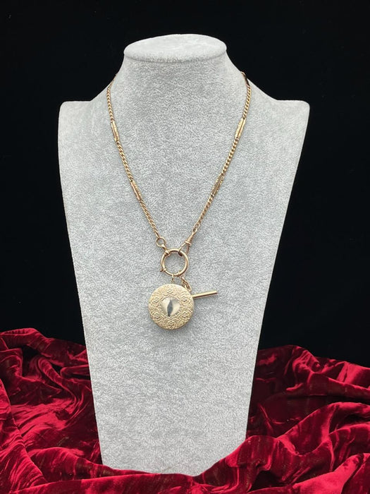 Antique Old Cold Curb Watch Chain Necklace